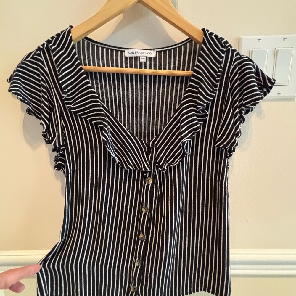 Black and White Striped Blouse